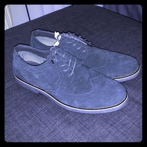 Alpine Swiss Gray Suede Wing-Tip Oxfords
